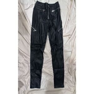 Tiger Mist size XS black leather legging pant with silver zippers
